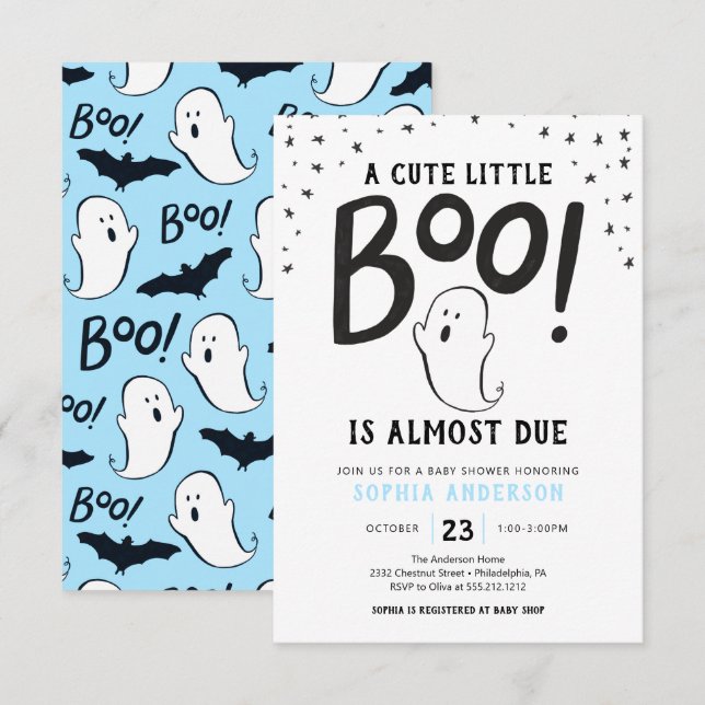 Invitación de Baby Shower a un pequeño Boo Hallowe (Anverso / Reverso)