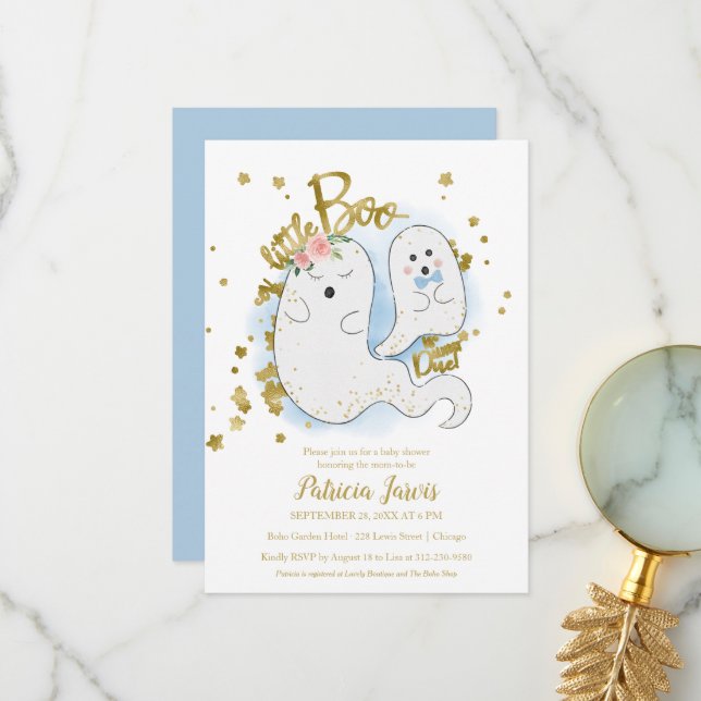 Invitación de Baby Shower a un pequeño Boo Hallowe (Anverso/Reverso In Situ)