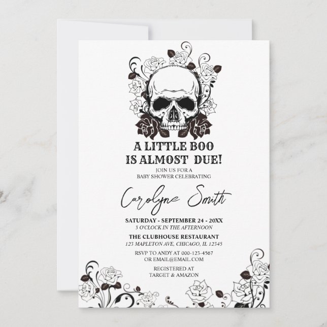 Invitación de Baby Shower a un pequeño Boo Hallowe (Anverso)