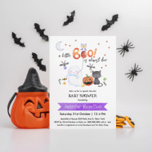 Invitación de Baby Shower a un pequeño Boo Hallowe