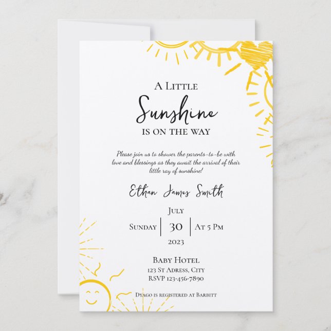 Invitación de Baby Shower a un pequeño chico solea (Anverso)