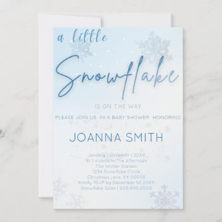 Invitación de Baby Shower a un pequeño copo de nie
