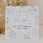 Invitación de Baby Shower a un pequeño copo de nie<br><div class="desc">Invitación a la moda y cuadrada a la ducha de bebé enmarcada por falsos copos de nieve purpurinas de plata. Personalizar con su información para el día de la ducha, perfecto para una ducha de bebé en invierno para su pequeño copo de nieve. Haga clic en "hacer clic en el...</div>