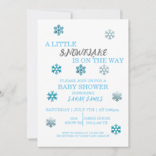 Invitación de Baby Shower a un pequeño copo de nie
