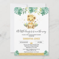 Invitación de Baby Shower a un pequeño león rey
