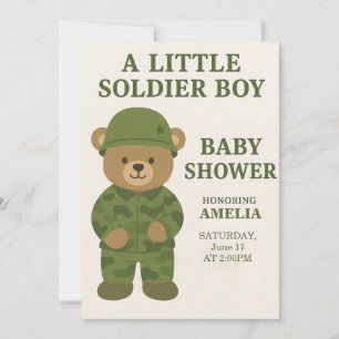 Invitación de Baby Shower a un pequeño soldado Ted