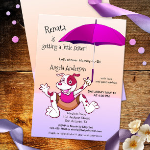 Invitación de Baby Shower a un perro divertido con