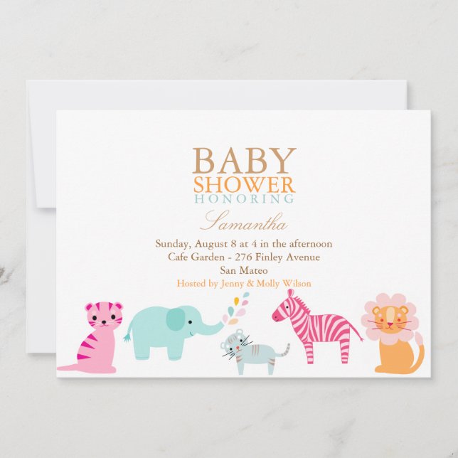 Invitación de Baby Shower a un Safari Neutral de G (Anverso)