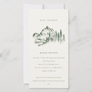 Invitación de Baby Shower a un sketch de montaña d