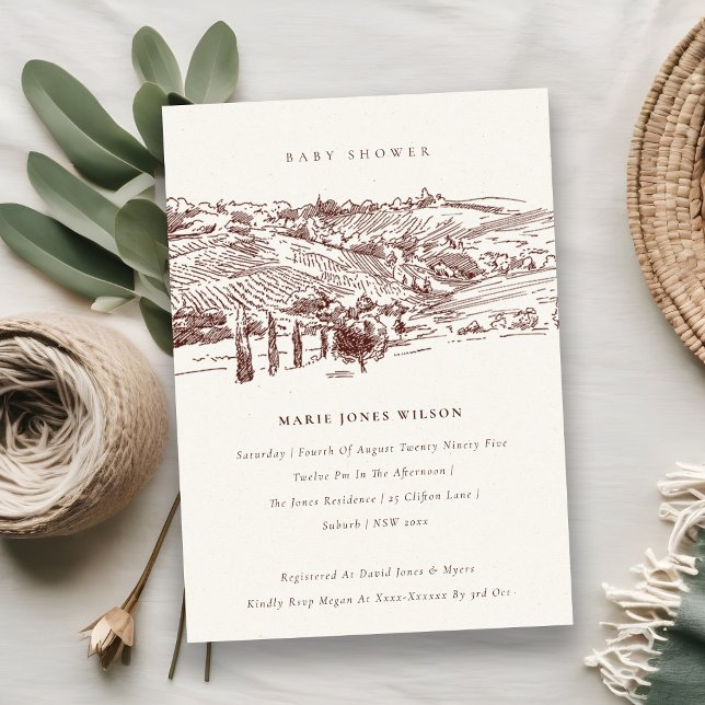 Invitación de Baby Shower a un sketch de montaña d (Subido por el creador)