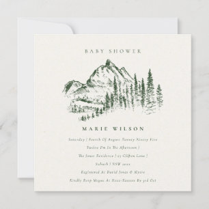 Invitación de Baby Shower a un sketch de montaña d