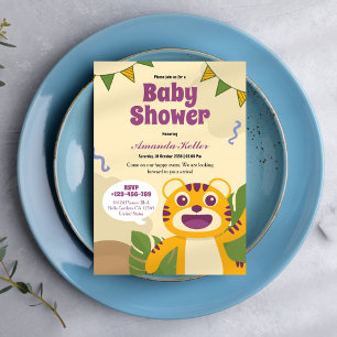 Invitación de Baby Shower a un tigre bebé lindo
