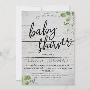 Invitación de Baby Shower a una tipografía rústica