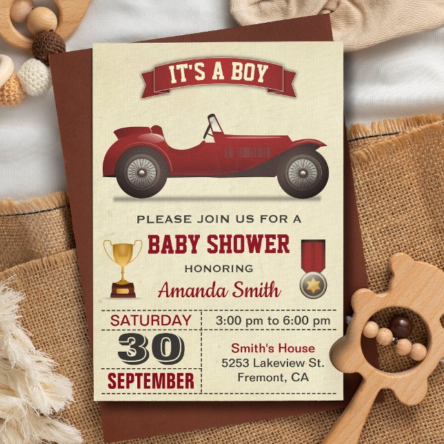 Invitación de Baby Shower a vagones de raza roja (Subido por el creador)