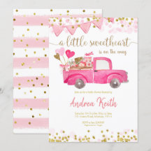 Invitación de Baby Shower a Valentine Truck Spreci