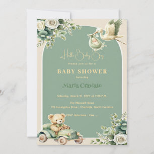 Invitación de Baby Shower a Viaje de Vintage & Ted