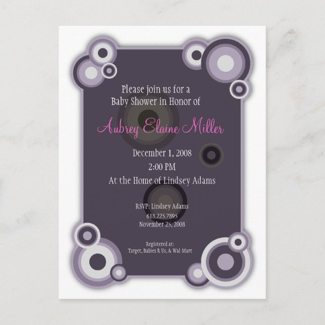 Invitación de Baby Shower a Violet Circle (Anverso)
