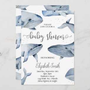 Invitación de Baby Shower a Whale Watercolor