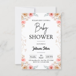 Invitación de Baby Shower a Wildflower Boho