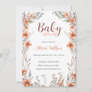 Invitación de Baby Shower a Wildflower Boho