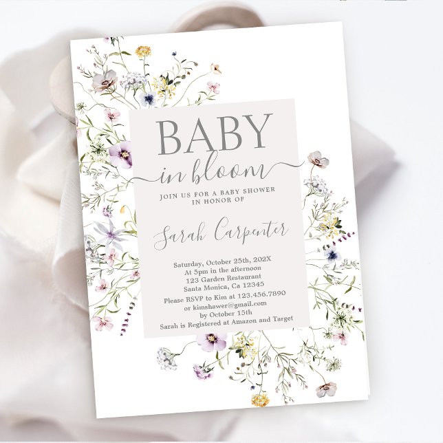 Invitación de Baby Shower a Wildflower Boho (Subido por el creador)