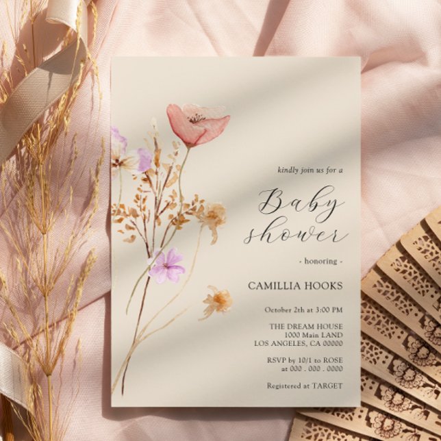 Invitación de Baby Shower a Wildflower Boho (Subido por el creador)