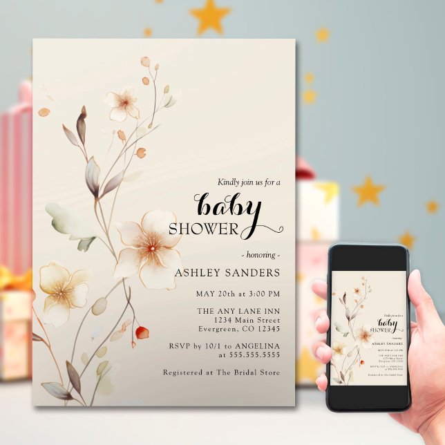 Invitación de Baby Shower a Wildflower Boho (Subido por el creador)