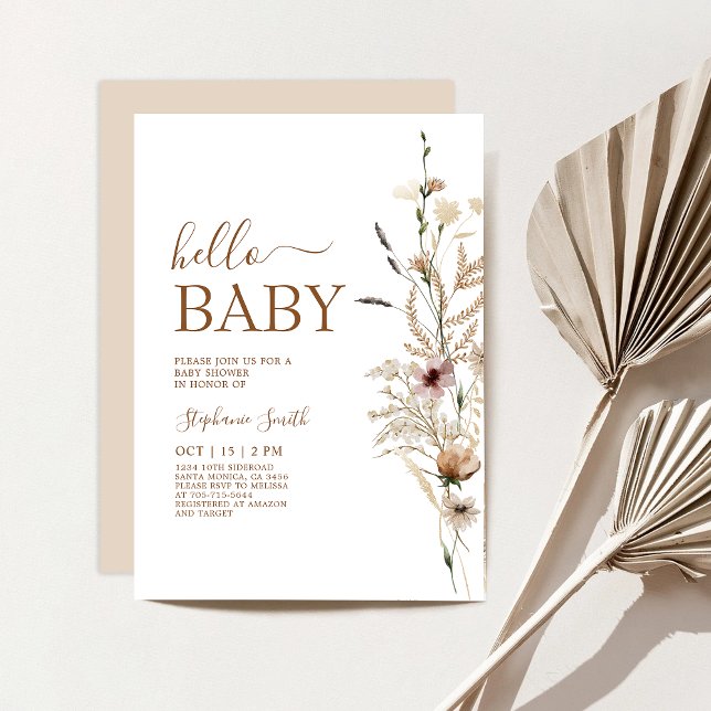Invitación de Baby Shower a Wildflower Boho (Subido por el creador)