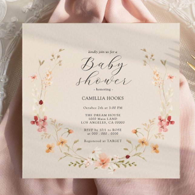 Invitación de Baby Shower a Wildflower Boho (Subido por el creador)