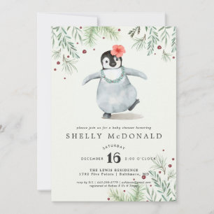 Invitación de Baby Shower a Winter Penguin