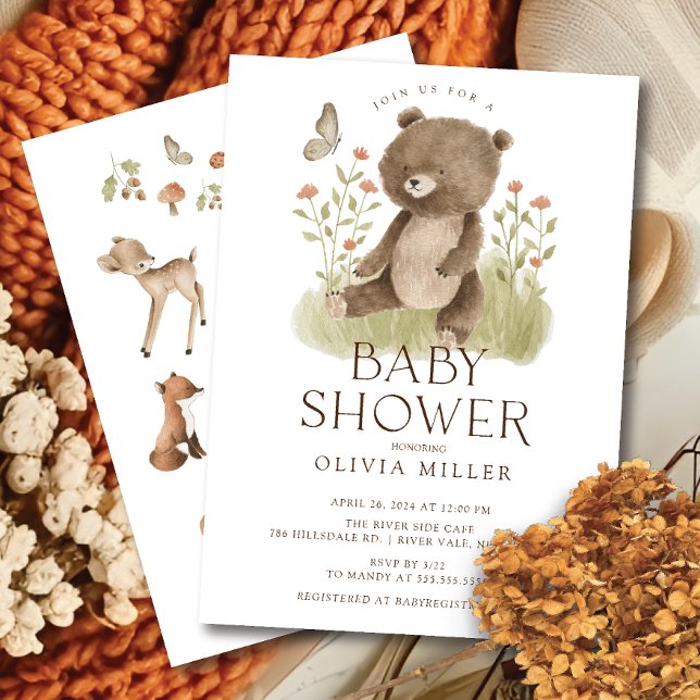 Invitación de Baby Shower a Woodland Wonder Bear (Subido por el creador)
