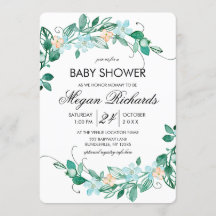 Invitación de Baby Shower a Wreath Floral Mint Pea