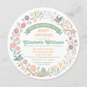 Invitación de Baby Shower a Wreath Floral Woodland