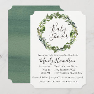Invitación de Baby Shower a Wreath Wreath Garden G