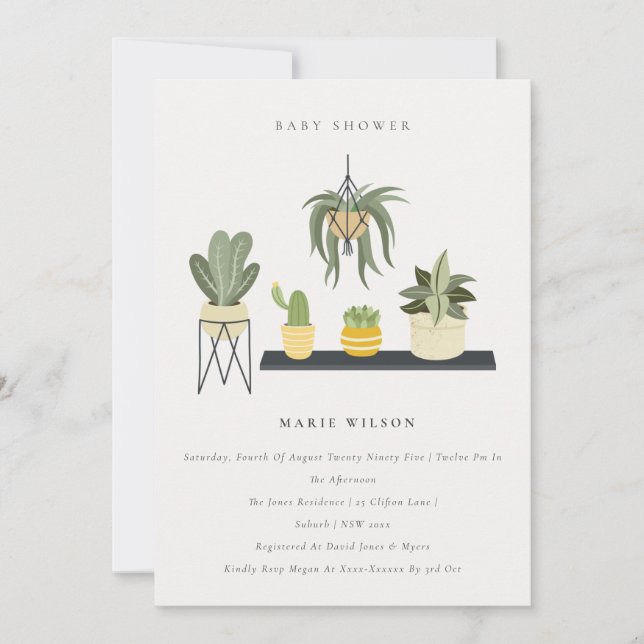 Invitación de Baby Shower a Wreath Wreath Green Sa (Anverso)