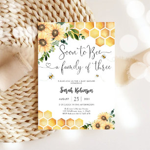 Invitación de Baby Shower Abeja Girasol