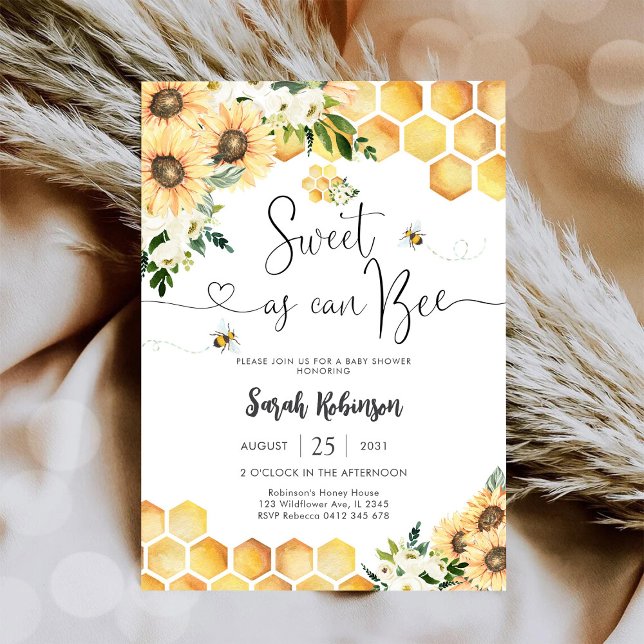 Invitación de Baby Shower Abeja Girasol Bebé (Subido por el creador)