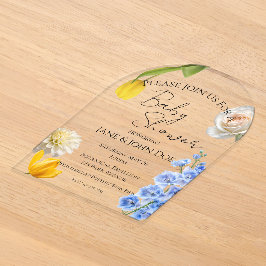 Invitación de baby shower acrílica de botánica de
