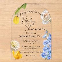 Invitación de baby shower acrílica de botánica de