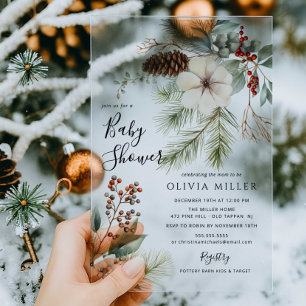 Invitación de Baby Shower acrílico a la vegetación