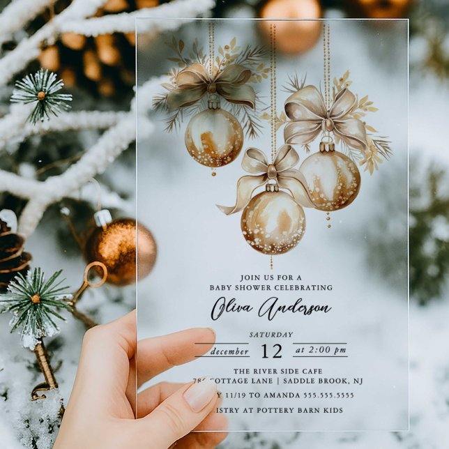 Invitación de Baby Shower acrílico con ornamento d (Subido por el creador)