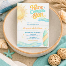 Invitación de Baby Shower Acuarela Aquí Viene el H