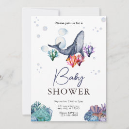 Invitación de Baby Shower acuarela de agua de océa
