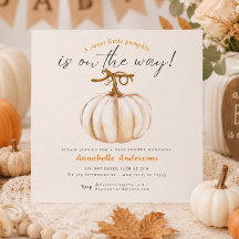 Invitación de baby shower acuarela Little Pumpkin
