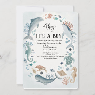 Invitación de Baby Shower Ahoy Tema Náutico