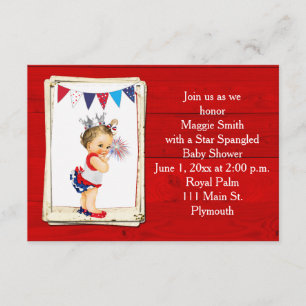 Invitación de Baby Shower al 4 de julio de Rustic 