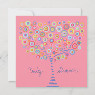 Invitación de Baby Shower al árbol de círculo retr