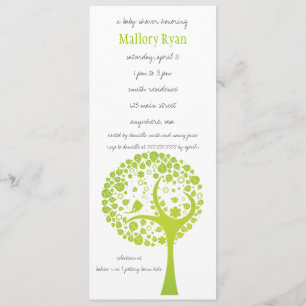 Invitación de Baby Shower al árbol verde animado