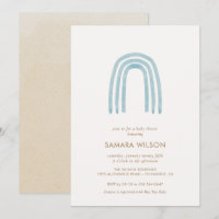 Invitación de Baby Shower al arco iris azul Boho