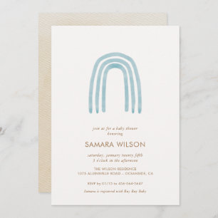 Invitación de Baby Shower al arco iris azul Boho